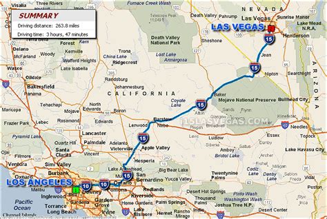 Distance from Los Angeles, CA to Las Vegas, NV .